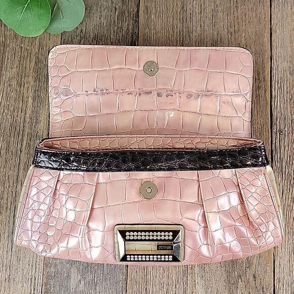 Guess vintage 90s satin boudour mini clutch bag in faux crocodile leather - Picture 7 of 15